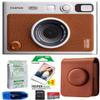 Fujifilm INSTAX Mini EVO Hybrid Instant Camera Bundle, Includes: Fujifilm Soft Case, Mini Film (30 Exposures), SanDisk 32GB MicroSDHC Memory Card and More (6 Items) (Brown) view 1