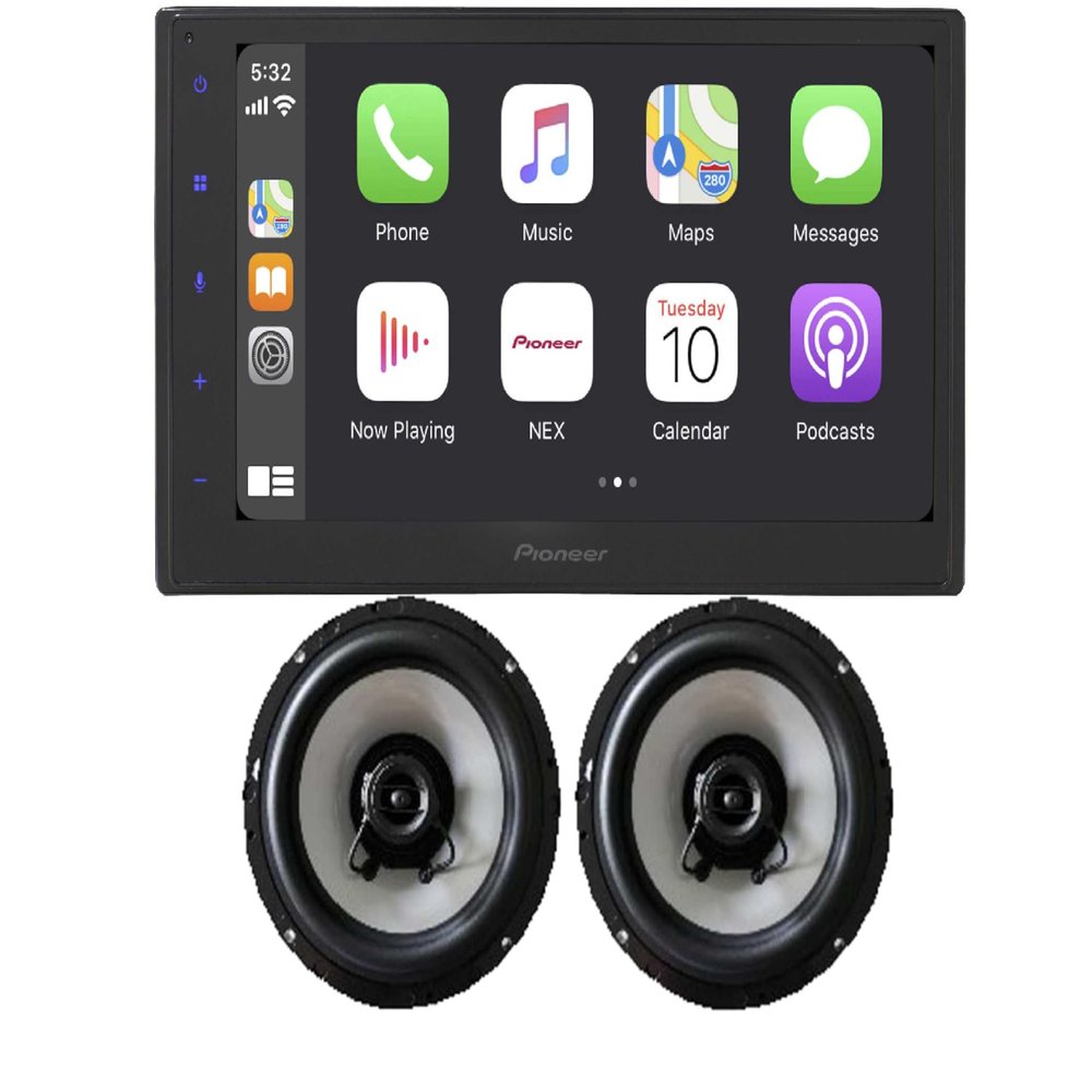 Pioneer DMH-1770NEX 6.8" Touchscreen Digital Media Receiver Double DIN Bundled with + 1 Pair Hertz 6.5" Coaxial Speakers (Renewed)