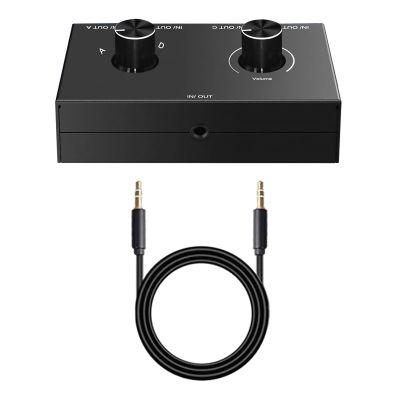 1x4/4x1 3.5mm Audio Switcher, Plug and Play Replacement, 4 Port Audio Bi-Directional Switcher