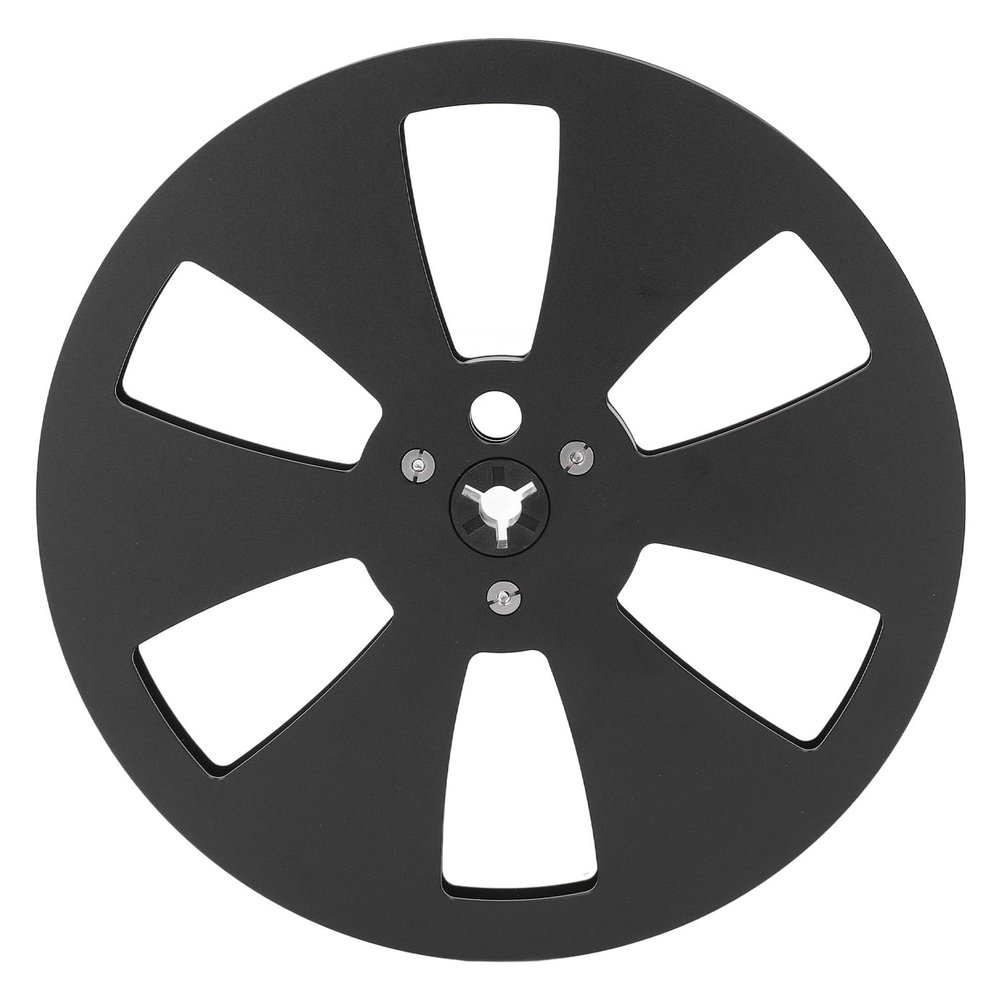 1/4 7 Inch Empty Tape Reel, 6 Holes Aluminum Alloy Universal Open Reel Sound Tape Empty Reel for Reel to Reel for TEAC ReVox Studer Tape Recorder Opening Machine Parts (Black)