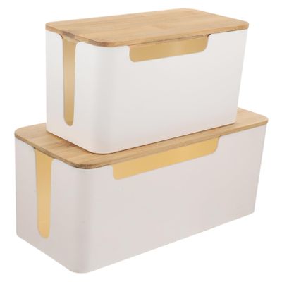 BELLIFFY 2pcs Box Stylish Cord Organizer Lid for Home Office Wire Storage to Hide and Cables