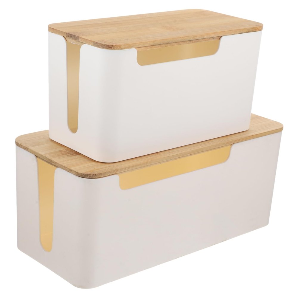BELLIFFY 2pcs Box Stylish Cord Organizer Lid for Home Office Wire Storage to Hide and Cables