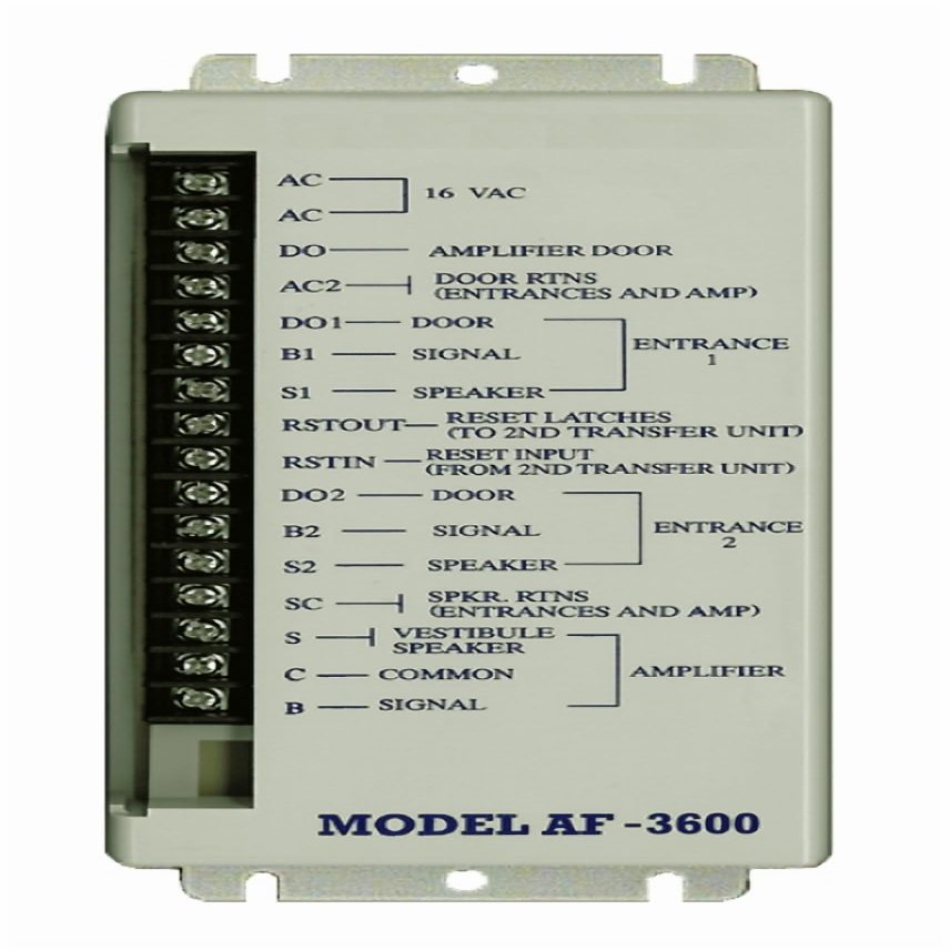 Alpha Communications AF-3600 Dual Entrance Adapter; Surface Mount Plastic; Used with The AF-1000 Apartment Amplifier Only for 2nd Entry; Power Requirements: 16VAC; Audio Intercom