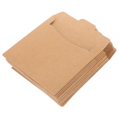 LIFKICH 50pcs Kraft Paper Cd Sleeves DVD Storage Bags for Easy Access and for Home Office and School Use