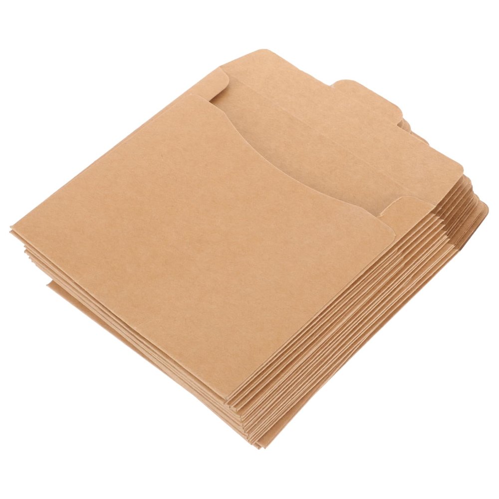 LIFKICH 50pcs Kraft Paper Cd Sleeves DVD Storage Bags for Easy Access and for Home Office and School Use