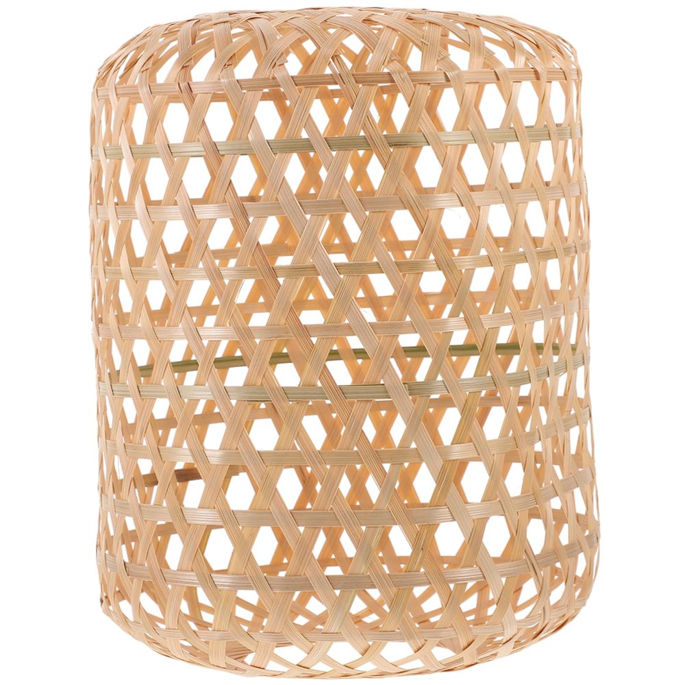GRIRIW Rustic Bamboo Woven Lampshade Handmade Pendant Light Cover for Ceiling Fixtures Eye Protection Chandelier Shade Lightweight Design for Cozy Atmosphere Easy Installation