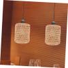 GRIRIW Rustic Bamboo Woven Lampshade Handmade Pendant Light Cover for Ceiling Fixtures Eye Protection Chandelier Shade Lightweight Design for Cozy Atmosphere Easy Installation view 4