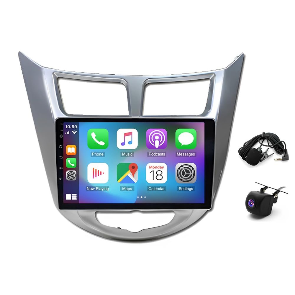 2+32G Android 13 Double Din Car Stereo Radio Compatible for Hyundai for Accent 2011-19 9'' Touch Screen Car Radio Audio Receiver with Wireless CarPlay Android Auto,Mirror Link,GPS Navigation