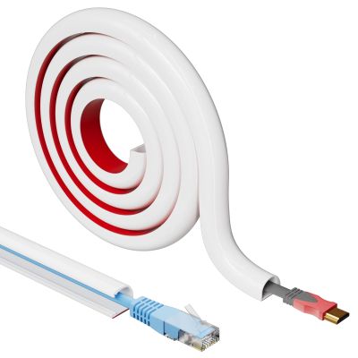 Cord Hider Raceway Kit, 118 inch Wall Cable Hider for 1 Cable, Silicone Material Hiding Wall Mount TV Powers Cords in Home Office, W0.59 H0.39in White
