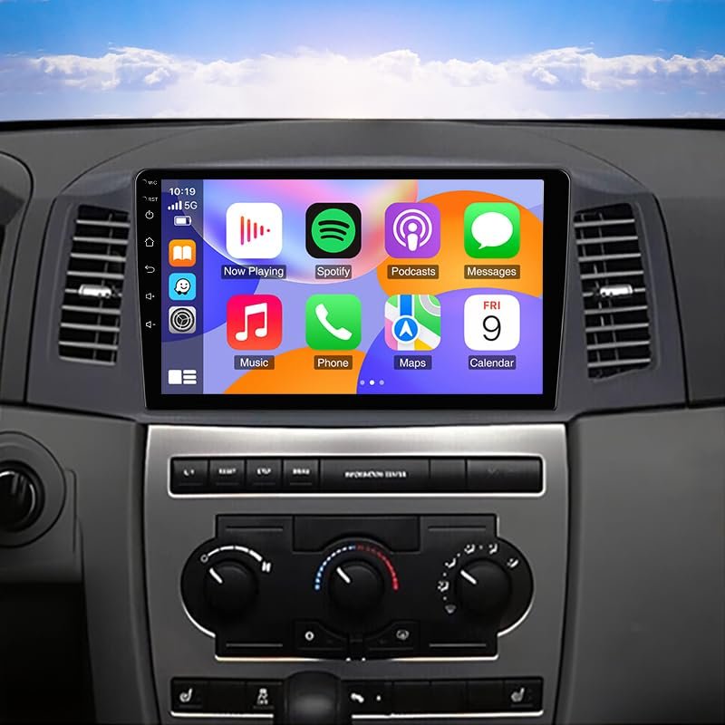 2+32G Android 13 Double Din Car Stereo Radio Compatible for GrandCherokee 2004-2007 10'' Touch Screen Car Radio Audio Receiver with Wireless CarPlay Android Auto,Mirror Link,GPS Navigation,Camera