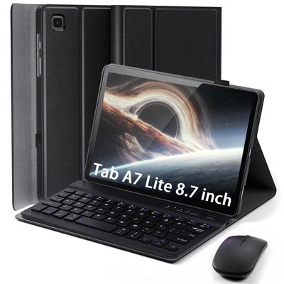 Case Keyboard for Samsung Galaxy Tab A7 Lite 8.7 inch 2021 - Mouse and Detachable Magnetic Keyboard Slim Case Auto Sleep/Wake (Black)