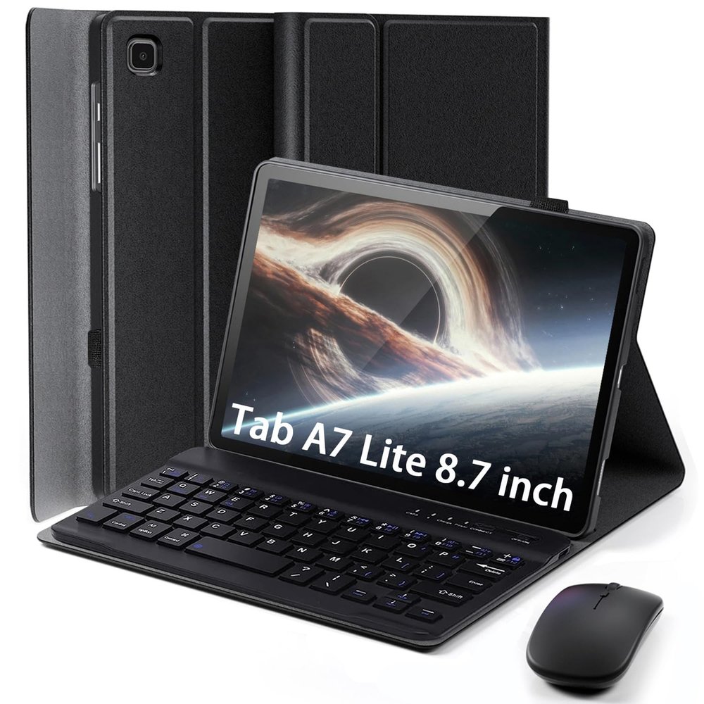 Case Keyboard for Samsung Galaxy Tab A7 Lite 8.7 inch 2021 - Mouse and Detachable Magnetic Keyboard Slim Case Auto Sleep/Wake (Black)