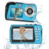 4K Underwater Camera, Full HD 4K&48MP Compact Floatable Camera, 10FT Waterproof Camera for Snorkeling, Surfing, Rafting, Dual-Screen for Selfie/16X Digital Zoom/Fill Light/Support 128GB Card(Blue) view 1