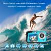 4K Underwater Camera, Full HD 4K&48MP Compact Floatable Camera, 10FT Waterproof Camera for Snorkeling, Surfing, Rafting, Dual-Screen for Selfie/16X Digital Zoom/Fill Light/Support 128GB Card(Blue) view 2