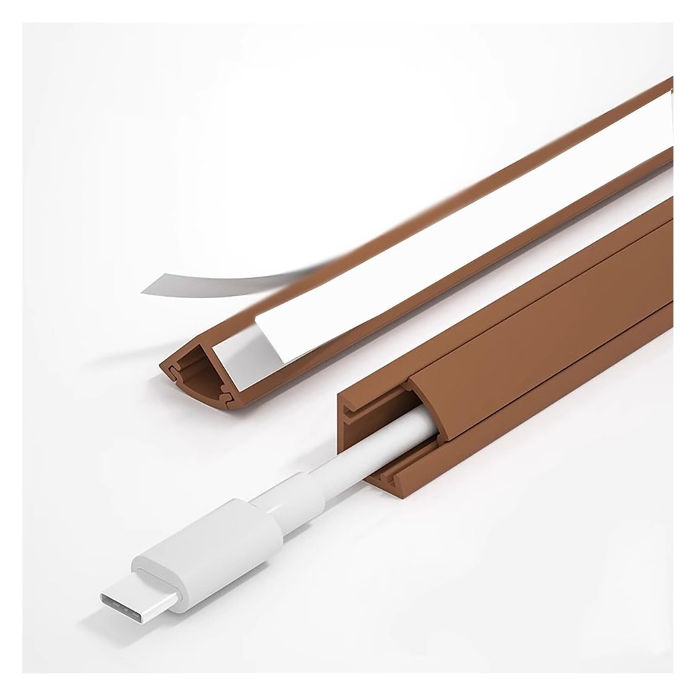 HDYZJQ 2Pack Self Adhesive Corner Duct Cable Raceway, 3.3ft Large Paintable Corner Cord Cover for Wall Corner/Ceiling, PVC Cable Organizer Channel/Cable Trunking(Brown,Holds 1 Wires)