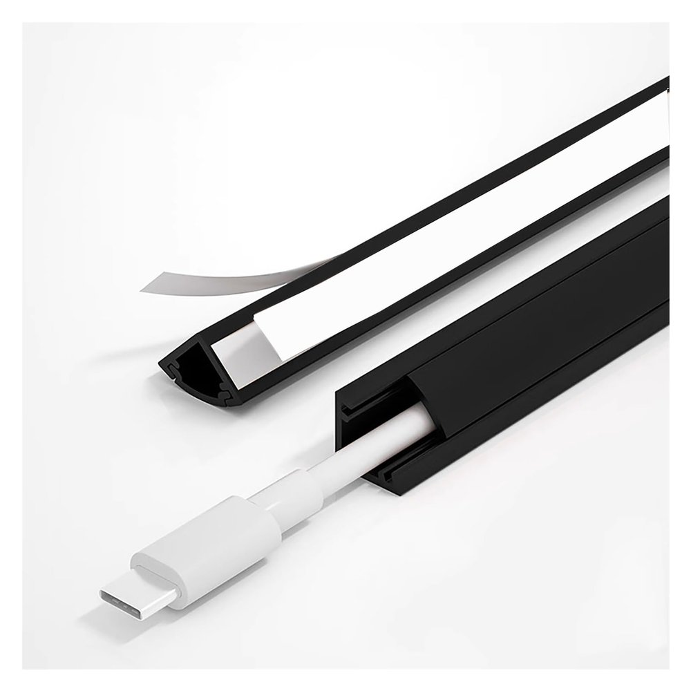 HDYZJQ 2Pack Self Adhesive Corner Duct Cable Raceway, 3.3ft Large Paintable Corner Cord Cover for Wall Corner/Ceiling, PVC Cable Organizer Channel/Cable Trunking(Black,Holds 5-8 Wires)