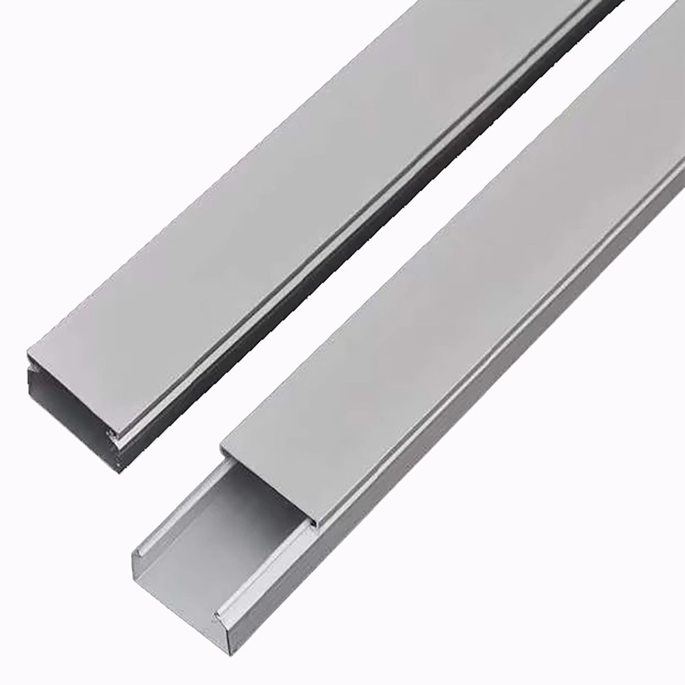 HDYZJQ 2Pack Wire Duct Kit/Open Slot Cable Duct Management Raceway, Stainless Steels Cable Channels to Hide Wires, 100cm/ 39in/ 3.3ft Long Cord Covers for Wall/Floor(L100cm-W6xH5cm)