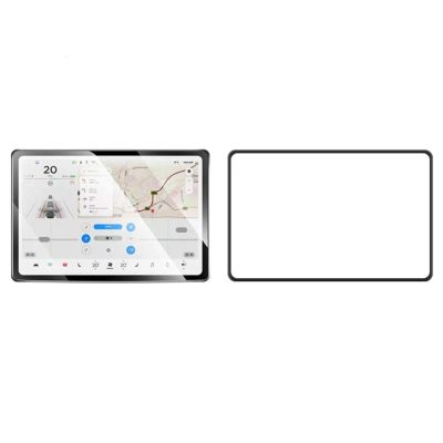 Oulesh Navigation Screen Tempered Film for Tesla Model 3 2024, Car GPS Navigation Tempered Glass Touch Screen Film Black Edge