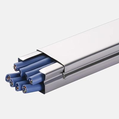 HDYZJQ 100cm Long Cable Channels to Hide Wires - Stainless Steels, Floor Cable Cover for Electronics/Office/Warehouses, Wall Corner Cable Trunking/Raceway Cable(2.5x1.5cm-Hold 8 Cables)