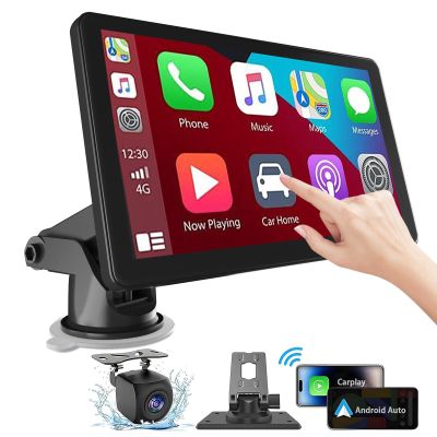 7 Inch Carplay Screen for Car with Wireless Apple Carplay & Android Auto, GPS Navigation, Backup Camera, Mirror Link, Bluetooth, AUX, FM, Siri, Voice Control for All Vehicles
