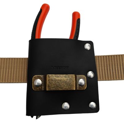 MEEBOY Leather Tape Measure Holster, Heavy Duty Tape Measure Holder for Belt (Black)