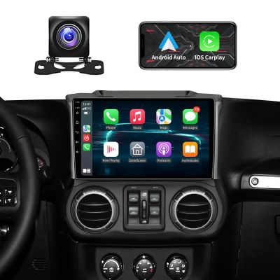 4GB+32GB Car Radio Stereo for Jeep Wrangler JK 2007-2018 Wireless CarPlay & Andriod Auto 10.2 Inch Touch Screen Android Car Radio with GPS Navigation Bluetooth 5GWiFi