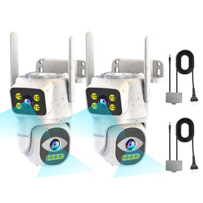 Dual Lens Cameras for Home Security,2.4G/5G PTZ Outdoor Plug-in Camera,Motion Tracking,Night Vision,24/7 Continous Recording,Work With NVR/DVR Surveillance System,Weather Proof,SD/Cloud Storage
