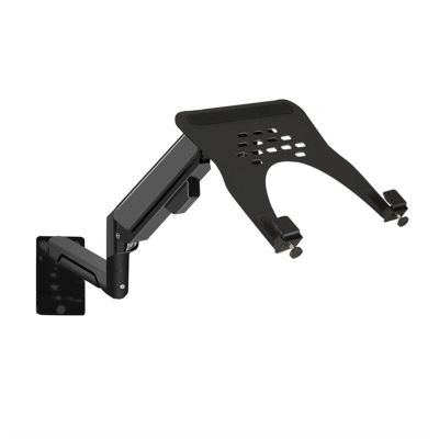 mengli-99 Monitor Mount Wall Mount Monitor Arm with Laptop Tray, Aluminum Gas Spring Full Motion Laptop Mount Arm Fits Max 32 inch, 19.8 lbs Screens/ 10-17" Laptop Monitor Stand(Black)