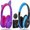 LOBKIN Bluetooth 5.3 Kids Headphones with Case - RGB LED Light Up Cat Ears Foldable Adjustable Over Ear Headphone Support Wireless or 3.5mm Wired Mode for Toddler & Girls & Boys Teens view 1