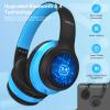 LOBKIN Bluetooth 5.3 Kids Headphones with Case - RGB LED Light Up Cat Ears Foldable Adjustable Over Ear Headphone Support Wireless or 3.5mm Wired Mode for Toddler & Girls & Boys Teens view 2