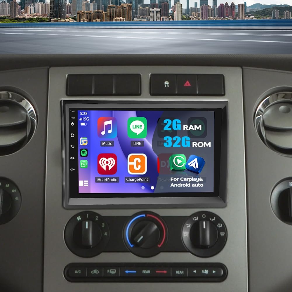 2+32G Android 13 Car Radio Stereo for Ford F150/F250/F350 2004-2014, 7 inch Touch Screen Car Stereo with Wireless CarPlay Andriod Auto, Bluetooth, GPS, WiFi, Backup Camera