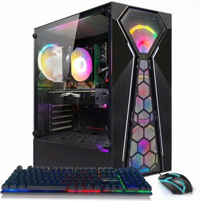 STGAubron Gaming PC Desktop Computer, AMD Ryzen 3 3200G 3.6 GHz, Radeon RX 580 8G, 16G RAM, 512G SSD, WiFi 6, BT 5.0, RGB Fan x 4, Windows 11 Home