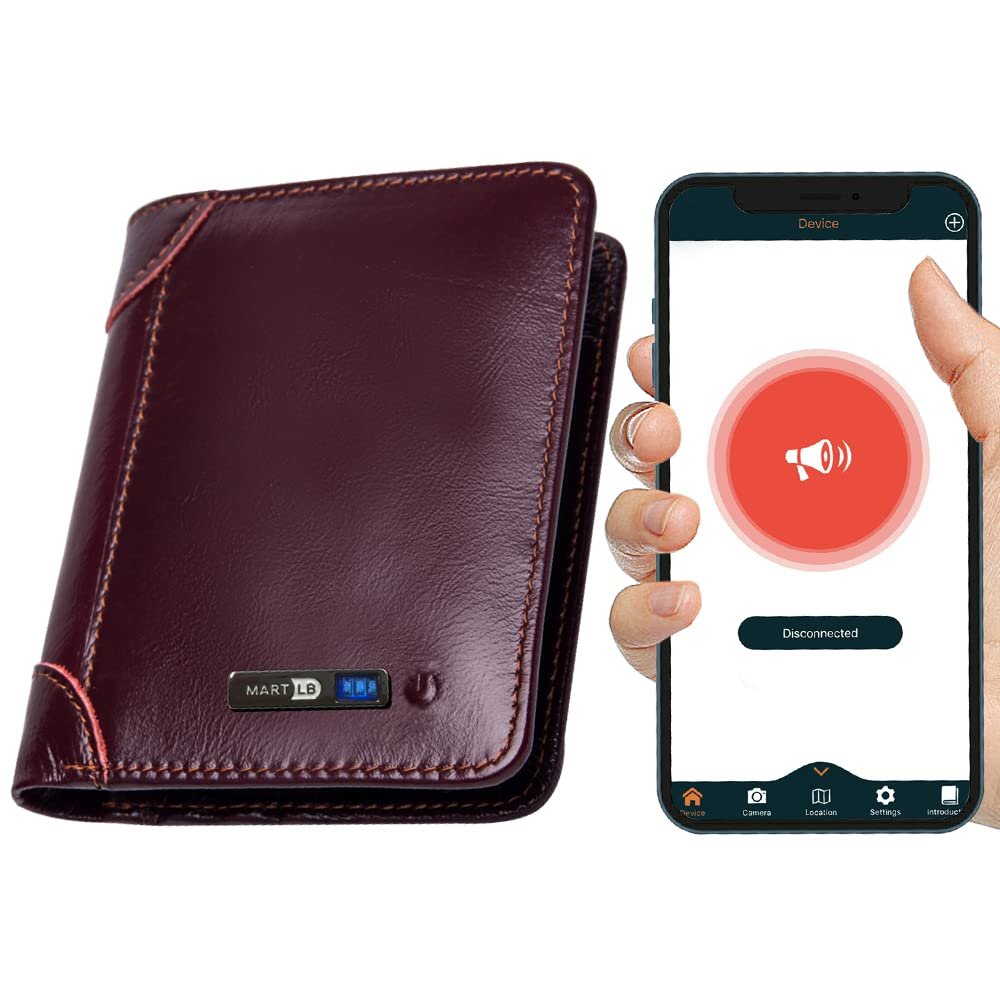 Anti-Lost Bluetooth Wallet Tracker (Burgundy)
