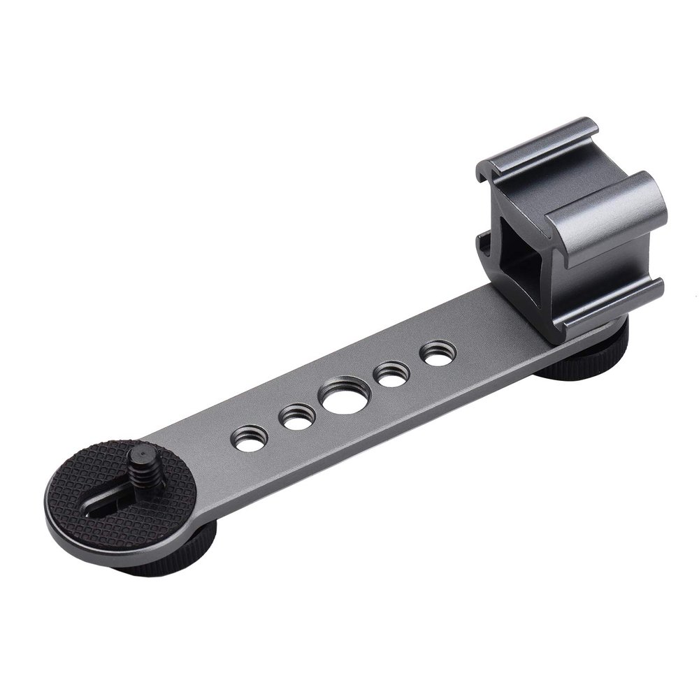 ACAGALA Triple Cold Shoe Mount Bracket Extension Bar with 1/4 Inch & 3/8 Inch Thread for Gimbal Stabilizer Tripod Camera Flash Light