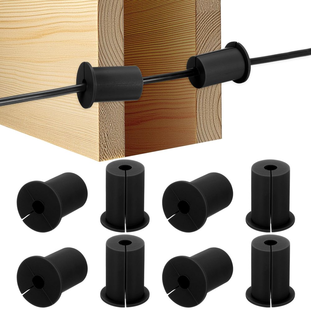 M METERXITY 8-Pack Cable Routing Kit, for 1 Inch Wall Hole Silicone Feed Through Wall Grommet Cable Punch Grommet Wall Hole Cover Bushing for Ethernet Cable [38mm Length, Black]