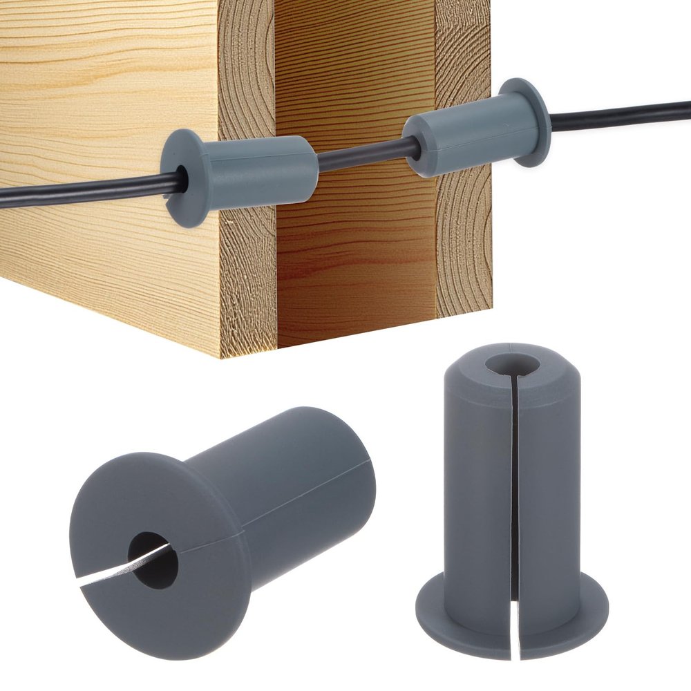 M METERXITY 2-Pack Cable Routing Kit, for 3/4 Inch Wall Hole Silicone Feed Through Wall Grommet Cable Punch Grommet Wall Hole Cover Bushing for Ethernet Cable [38mm Length, Grey]
