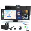 10.26'' Wireless Apple CarPlay & Android Auto Screen for Car with 4K Dash Cam, 1080p Backup Camera, Bluetooth, GPS Navigation, Voice Control, Mirror Link, Portable Car Stereo Fits All Vehicles view 1