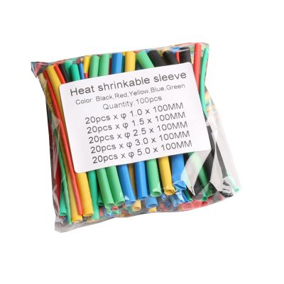 100 Pieces Heat Shrink Tube Wire Wrap Cable Sleeve Assortment Ratio 2:1 Electric Insulation Tube Fast Heat Shrinkage