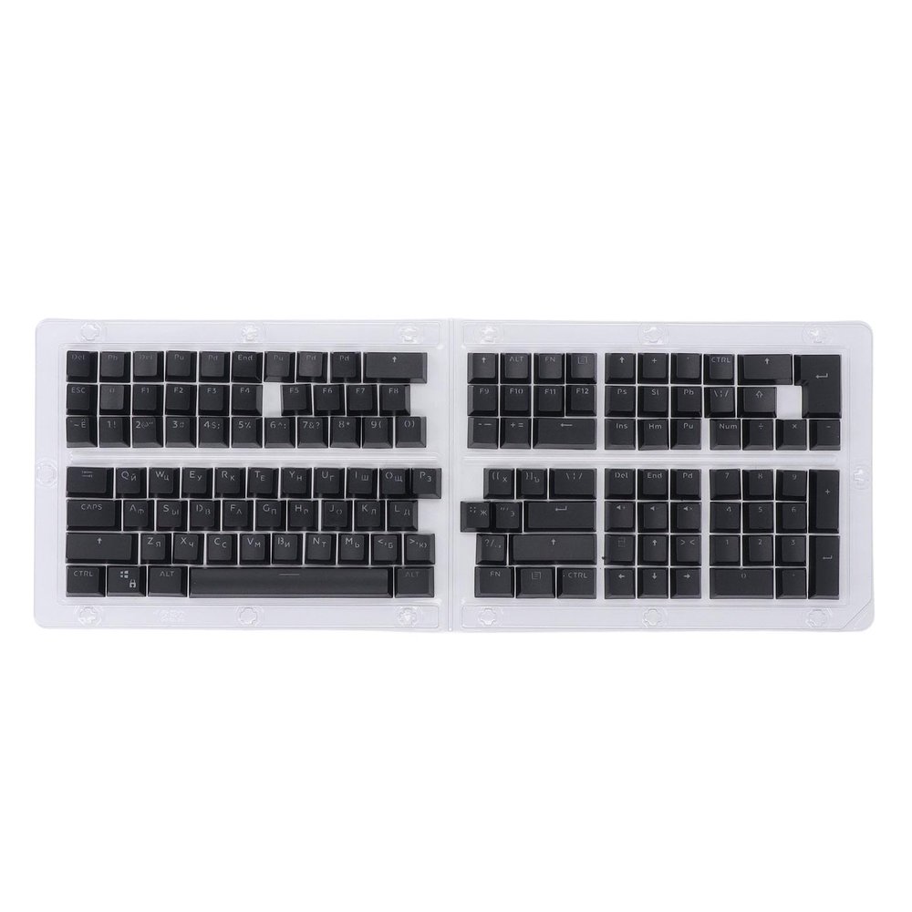 132 Key Russian Keycap, OEM Profile Ergonomic ABS Keycaps, Gaming Mechanical Keyboard Matte Keycaps, for 61 62 64 68 84 87 104 108 Keyboards (Black)