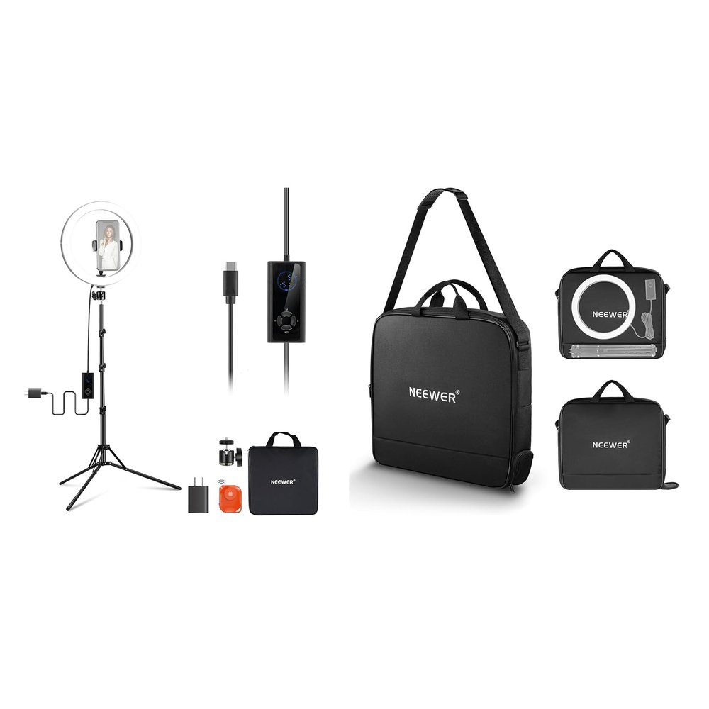 NEEWER RH12B 12" 24W High Power LED Ring Light for Phone with 71" Stand, Bi Color 2900K-7000K, CRI97+ 1810lux/0.5m 12 Scenes for Makeup Live Stream Zoom Calls TikTok, RU-011 Carrying Bag Included