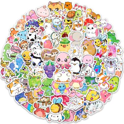 100 Pcs Animal Stickers for Kids, Cute Animal Stickes for Water Bottles Laptops Phones, Kawaii Waterproof Sticker Decal for Prizes, Bulk Kids Stickers Pack