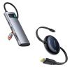 Baseus USB C to HDMI Adapter, 4K@60Hz USB C Docking Station, 7 in 1 USB C Hub and Baseus Retractable USB C Cable, 100W 4.9ft USB C to USB C Fast Charging Cable view 1