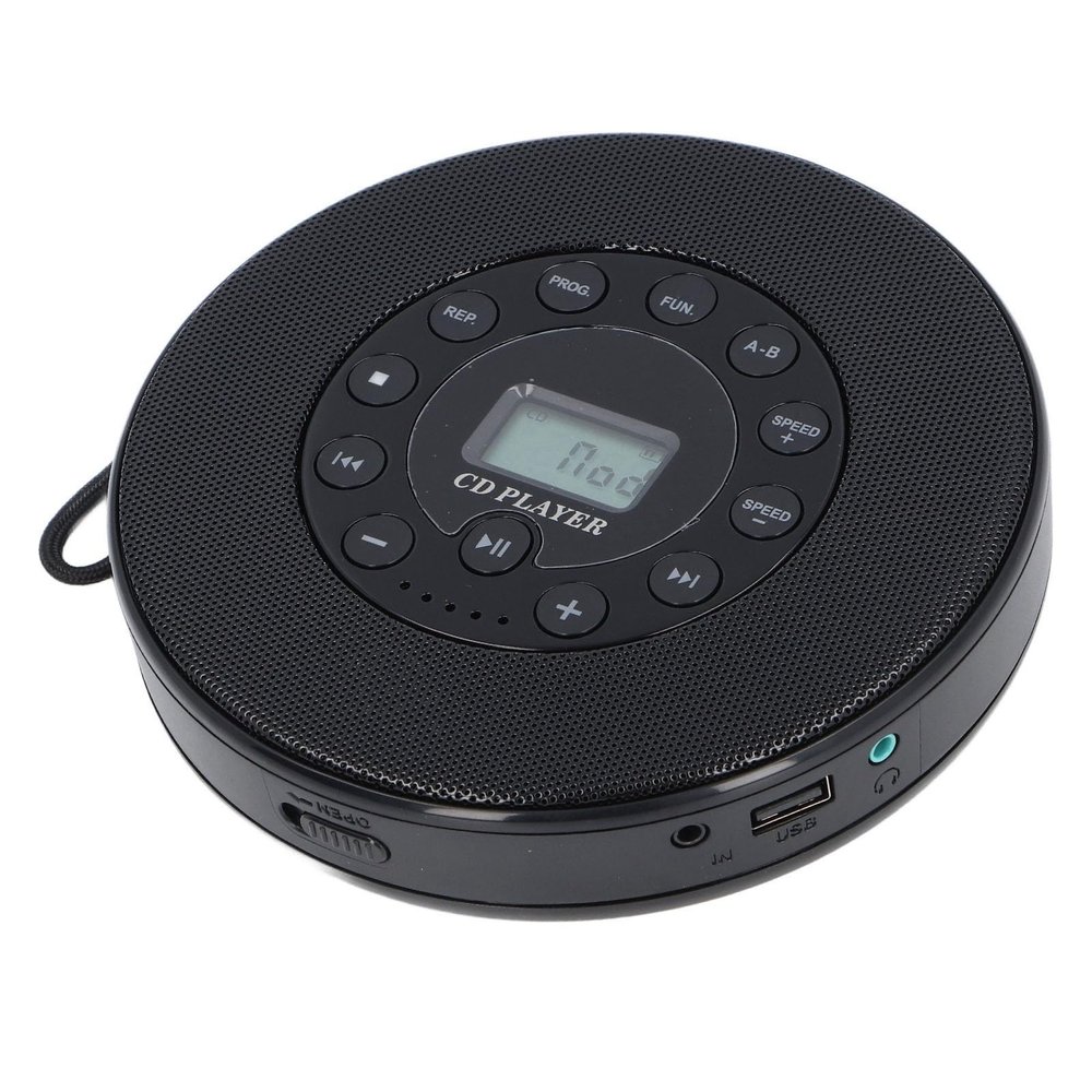 LICAEVEY Portable CD Player with Speaker, 2000mAh Rechargeable, Anti Skip, Memory Playing, Burn CD to USB, Black, Includes Charging Cable, Audio Cable, Storage Bag, Compatible with Speaker, Headphone