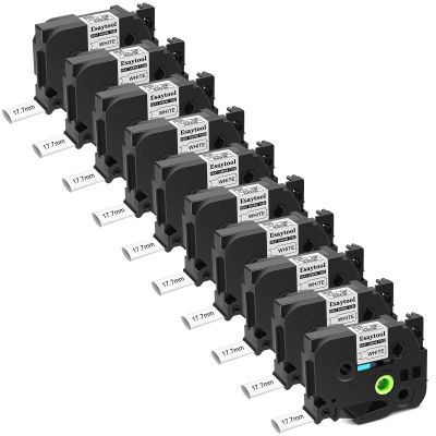10 Pack HSe-241 Compatible for Brother p Touch Heat Shrink Tubing Heat Shrink Label HSe241 HS241 Heat Shrink Tube 17.7mm Black on White for PT-300 H500 E500 E550W D600 P700 P710BT P750W Label Maker