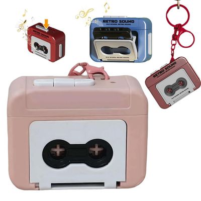 Creative Mini Tape Recorder Keychain,Vintage Recorder Tape Keychain,Retro Tape Recorder Keychain,Portable Keychain Pendant Decorative Tape Player,Fun Key Backpack Hanging Accessory Gifts