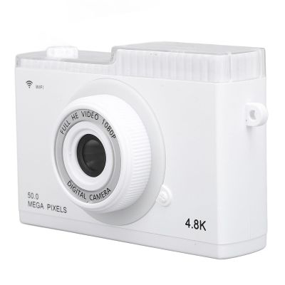 Digital Camera, 1080P HD Video, 48M Pixels, 8X Zoom, Supports Fidelity Transmission, Retro Compact Camera with MP3 Playback Filters Frames, for Precise Focusing (White)