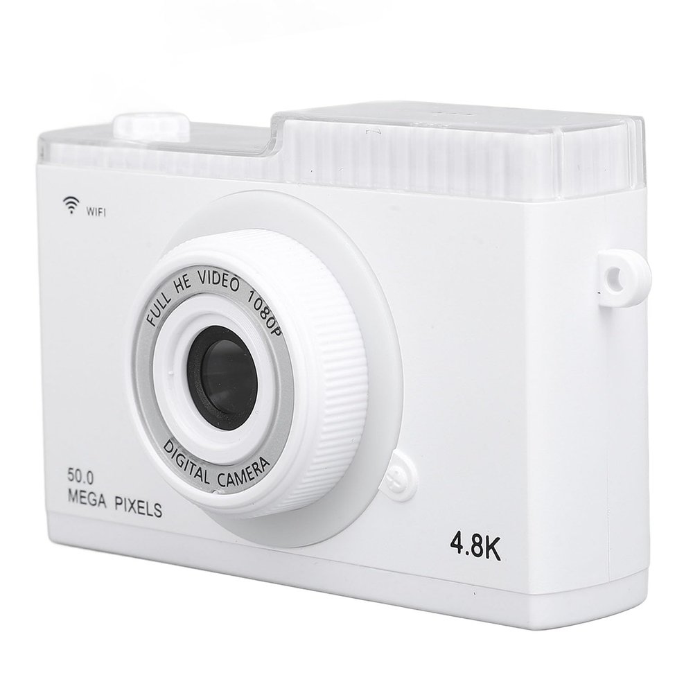 Digital Camera, 1080P HD Video, 48M Pixels, 8X Zoom, Supports Fidelity Transmission, Retro Compact Camera with MP3 Playback Filters Frames, for Precise Focusing (White)