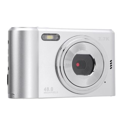 2.7K 48MP Digital Camera with 8X Zoom, HD Screen for Kids Students, Autofocus Portable Camera for Wonderful Photos (Silver)