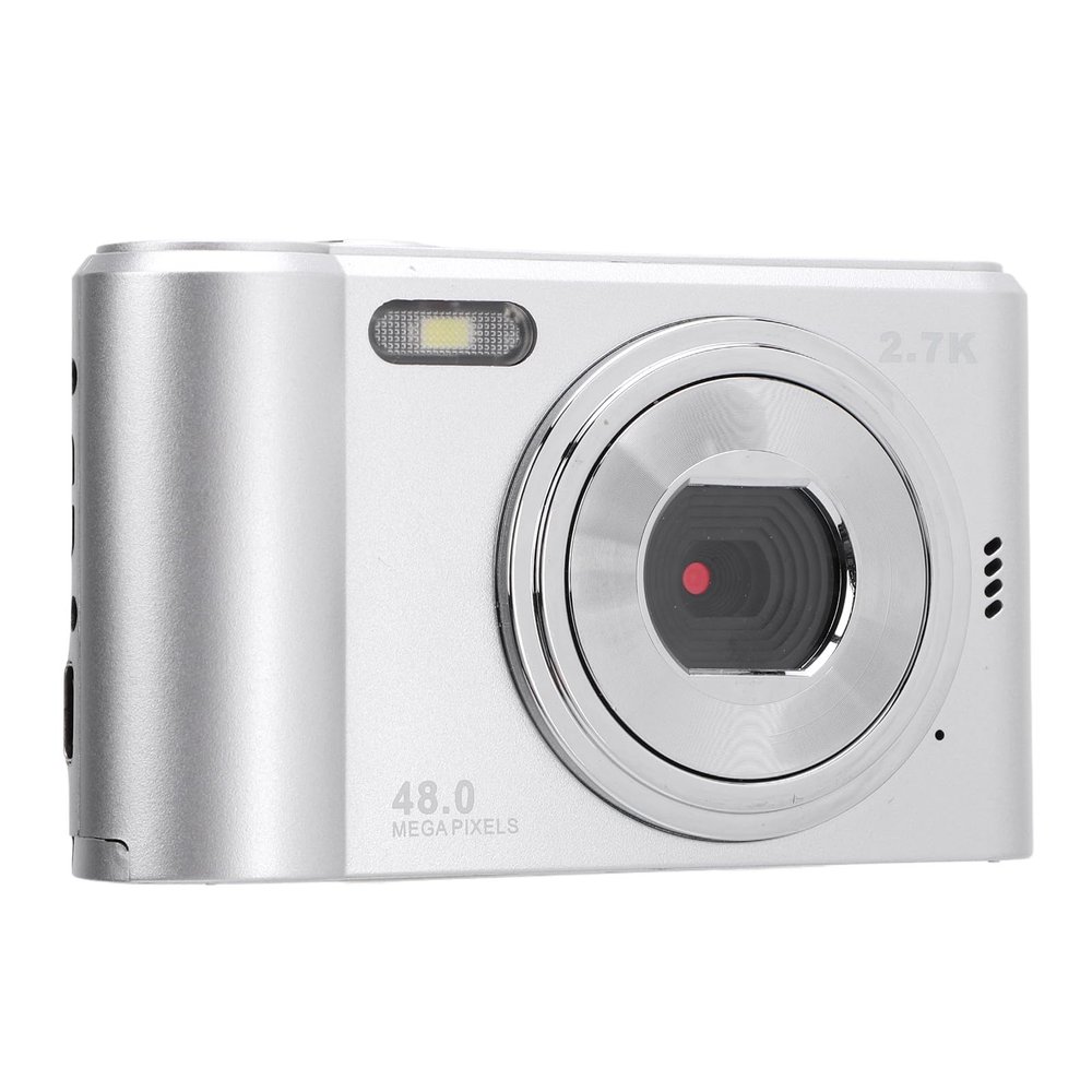 2.7K 48MP Digital Camera with 8X Zoom, HD Screen for Kids Students, Autofocus Portable Camera for Wonderful Photos (Silver)