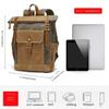 DANNLING Mens Vintage Backpack Retro Double Shoulder Travel Bag Laptop Rucksack Waxed Canvas Crazy Horse Leather Bookbag (Military green) view 2